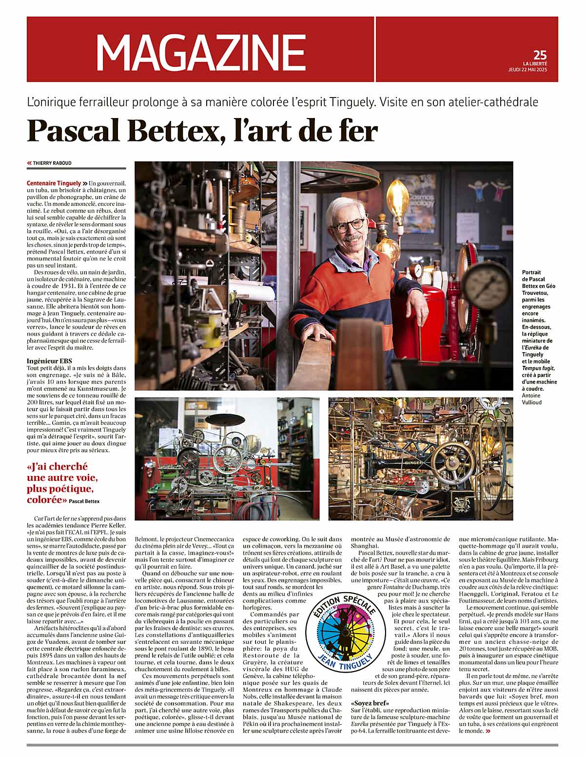 L'art du fer - Tinguely mai 2025